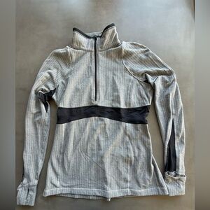 Lululemon Run Full Tilt Gray and Black Quarter-Zip Pullover - Size 12